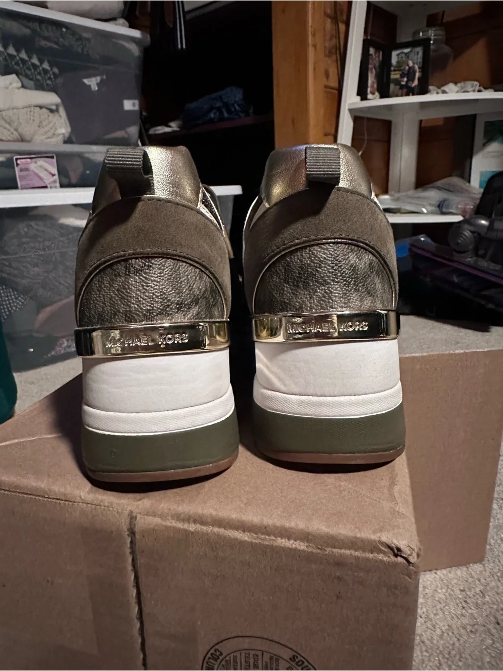 Michael Kors Olive and White Women's Fashion Sneakers